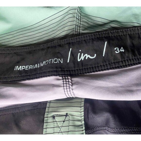 IM Imperial Motion Striped Colorblock Board Shorts Mens 34 Beach Swim Trunks - Picture 3 of 5